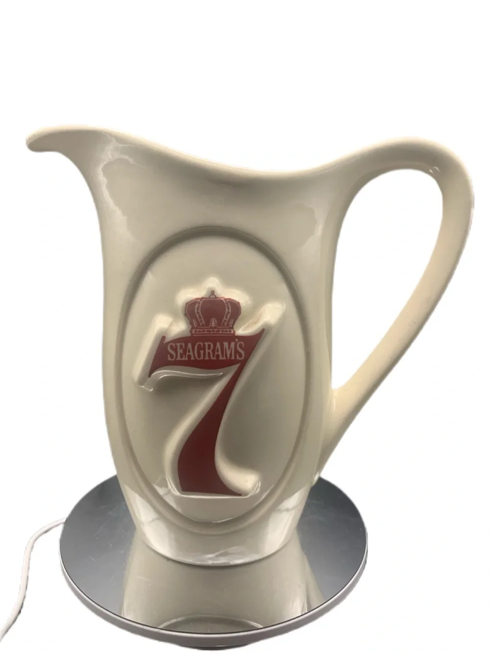 Vintage Seagram's 7 Crown Logo Whiskey Pitcher Jug Barware Classic American